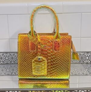 NOIR-X Iridescent Orange Croc-Embossed Mini Tote Bag - Women